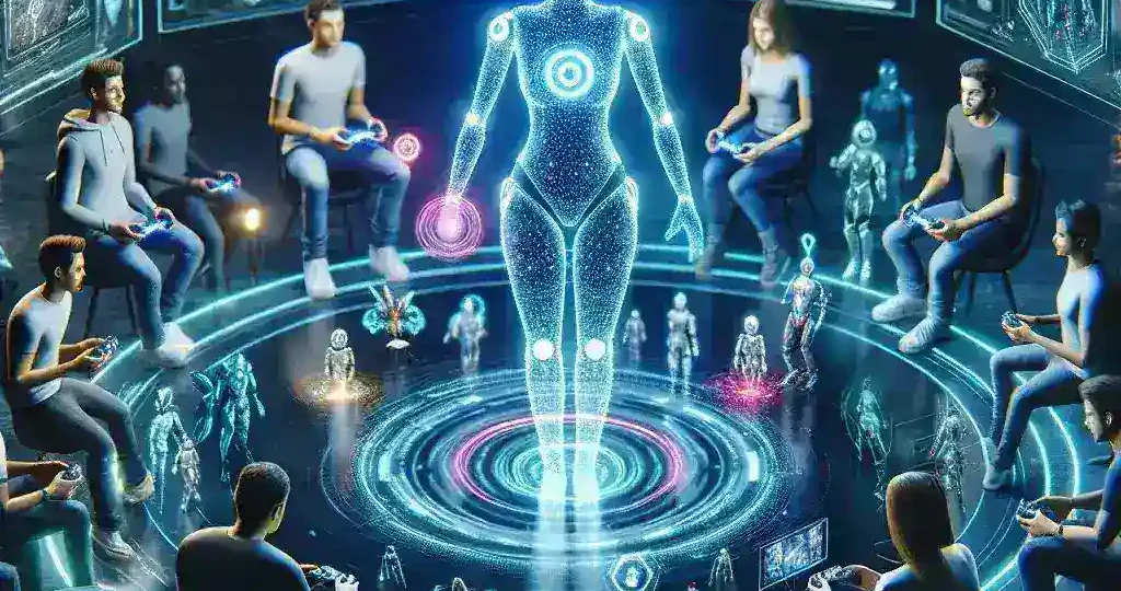 "Tutorial berbasis AI yang dipersonalisasi untuk gamer: Ilustrasi interaktif menunjukkan berbagai fitur dan manfaat teknologi AI dalam meningkatkan pengalaman gaming."