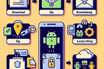 "Ilustrasi cara menggunakan file ZIP dan RAR di Android dengan langkah-langkah sederhana pada layar smartphone."