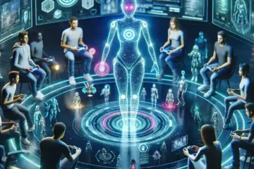 "Tutorial berbasis AI yang dipersonalisasi untuk gamer: Ilustrasi interaktif menunjukkan berbagai fitur dan manfaat teknologi AI dalam meningkatkan pengalaman gaming."