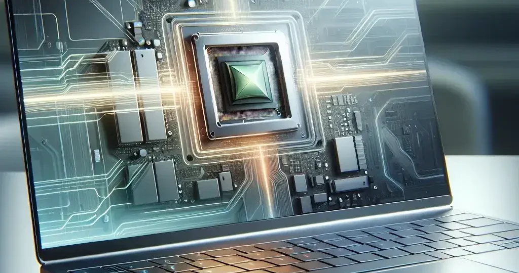 "Intel's new dedicated graphics processor designed for thin laptops, showcasing advanced performance capabilities and sleek design in a compact form factor."