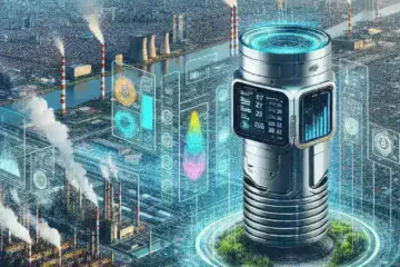 "Sensor kualitas udara terpasang di kawasan industri Kota Surabaya untuk memantau pencemaran dan meningkatkan kesehatan masyarakat."