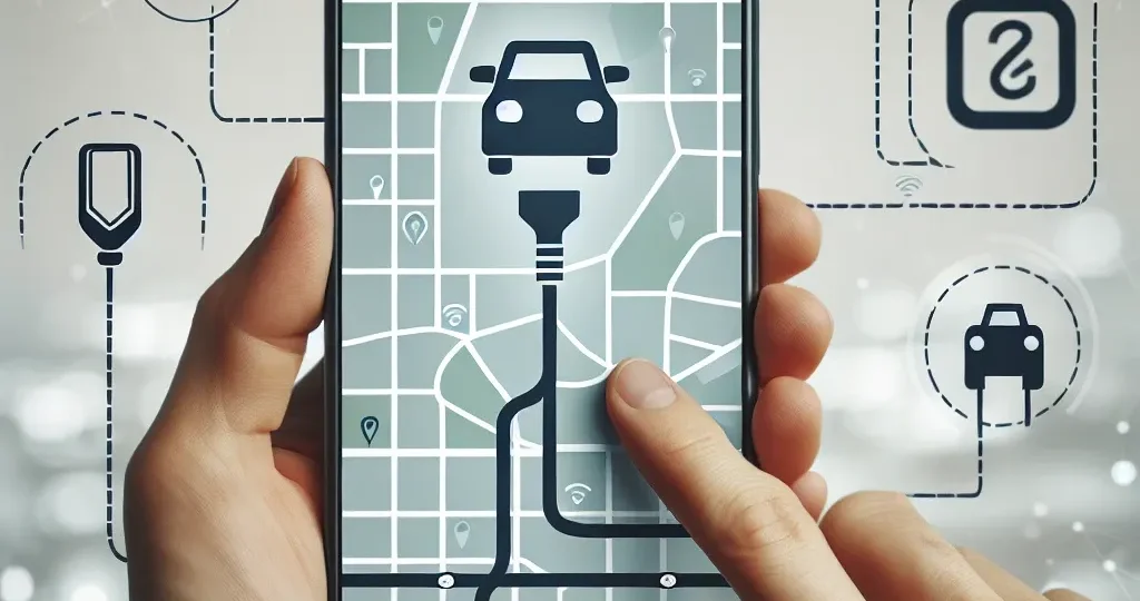 "Ilustrasi Google Maps menampilkan rute khusus untuk kendaraan listrik (EV) dengan informasi tempat pengisian daya real-time, membantu pengemudi dalam merencanakan perjalanan yang efisien dan berkelanjutan."