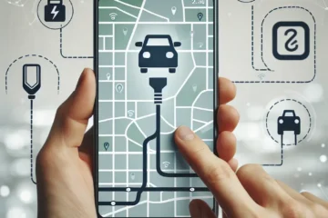 "Ilustrasi Google Maps menampilkan rute khusus untuk kendaraan listrik (EV) dengan informasi tempat pengisian daya real-time, membantu pengemudi dalam merencanakan perjalanan yang efisien dan berkelanjutan."